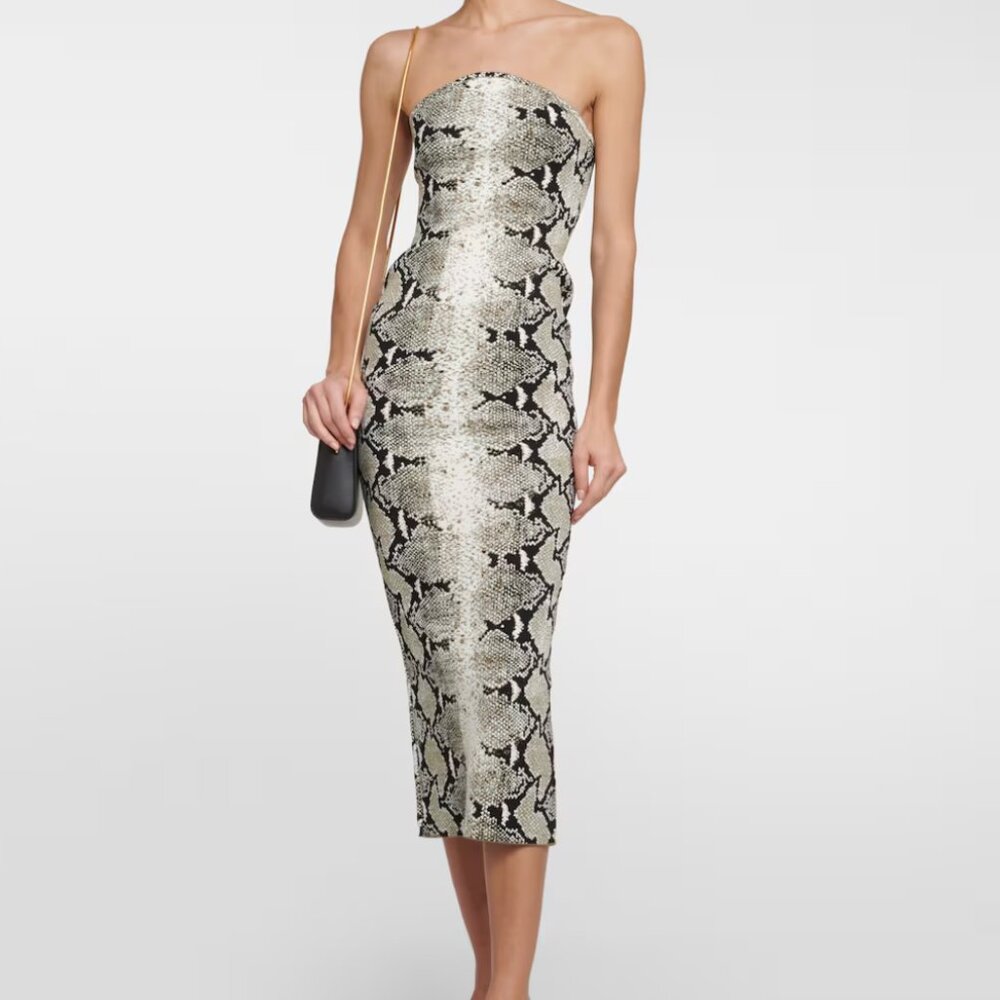 Khaite Strapless snake-printed midi dress - Small